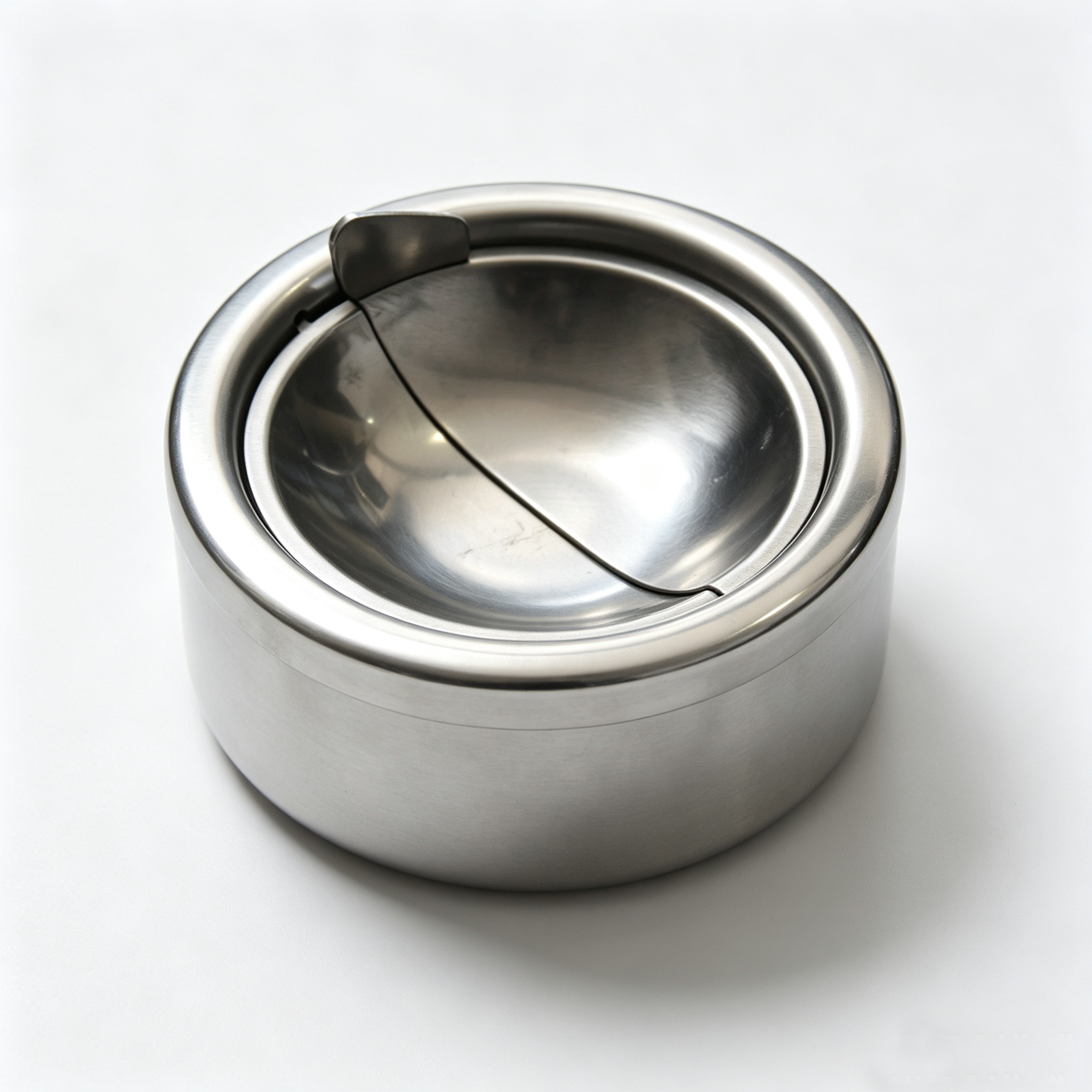 Stainless steel divide and drop ash tray with auto-closing lid for marine use
